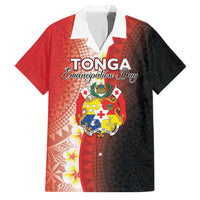 Personalised Tonga Emancipation Day Family Matching Off The Shoulder Long Sleeve Dress and Hawaiian Shirt Tongan Ngatu Pattern With Plumeria