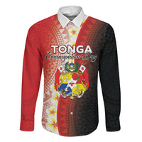 Personalised Tonga Emancipation Day Family Matching Off Shoulder Short Dress and Hawaiian Shirt Tongan Ngatu Pattern With Plumeria