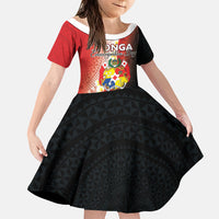 Personalised Tonga Emancipation Day Family Matching Short Sleeve Bodycon Dress and Hawaiian Shirt Tongan Ngatu Pattern With Plumeria