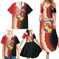 Personalised Tonga Emancipation Day Family Matching Summer Maxi Dress and Hawaiian Shirt Tongan Ngatu Pattern With Plumeria