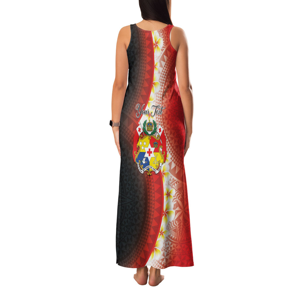 Personalised Tonga Emancipation Day Family Matching Tank Maxi Dress and Hawaiian Shirt Tongan Ngatu Pattern With Plumeria