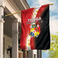 Tonga Emancipation Day Garden Flag Tongan Ngatu Pattern With Plumeria LT05 House Flag Red - Polynesian Pride