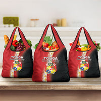 Tonga Emancipation Day Grocery Bag Tongan Ngatu Pattern With Plumeria LT05 3-pack One Size Red - Polynesian Pride
