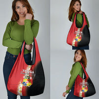 Tonga Emancipation Day Grocery Bag Tongan Ngatu Pattern With Plumeria LT05 - Polynesian Pride