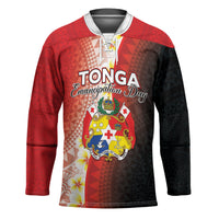 Personalised Tonga Emancipation Day Hockey Jersey Tongan Ngatu Pattern With Plumeria LT05 Unisex Red - Polynesian Pride