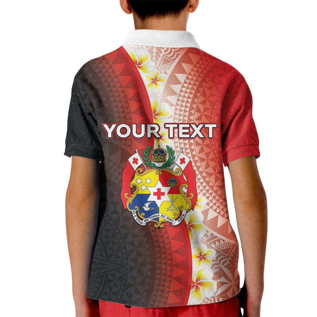 Personalised Tonga Emancipation Day Kid Polo Shirt Tongan Ngatu Pattern With Plumeria LT05 - Polynesian Pride