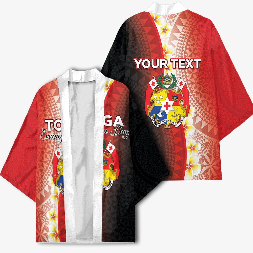 Personalised Tonga Emancipation Day Kimono Tongan Ngatu Pattern With Plumeria LT05 - Polynesian Pride