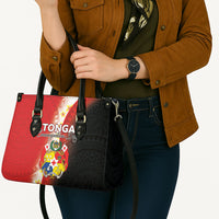 Tonga Emancipation Day Leather Bag Tongan Ngatu Pattern With Plumeria LT05 - Polynesian Pride