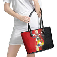 Tonga Emancipation Day Leather Tote Bag Tongan Ngatu Pattern With Plumeria