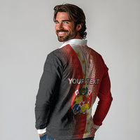 Personalised Tonga Emancipation Day Long Sleeve Polo Shirt Tongan Ngatu Pattern With Plumeria LT05 - Polynesian Pride
