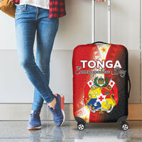 Tonga Emancipation Day Luggage Cover Tongan Ngatu Pattern With Plumeria LT05 - Polynesian Pride
