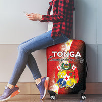Tonga Emancipation Day Luggage Cover Tongan Ngatu Pattern With Plumeria LT05 - Polynesian Pride