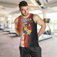 Personalised Tonga Emancipation Day Men Tank Top Tongan Ngatu Pattern With Plumeria LT05 Red - Polynesian Pride