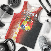 Personalised Tonga Emancipation Day Men Tank Top Tongan Ngatu Pattern With Plumeria LT05 - Polynesian Pride