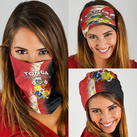 Tonga Emancipation Day Neck Gaiter Tongan Ngatu Pattern With Plumeria
