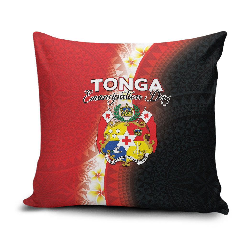 Tonga Emancipation Day Pillow Cover Tongan Ngatu Pattern With Plumeria