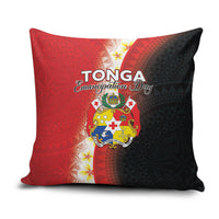 Tonga Emancipation Day Pillow Cover Tongan Ngatu Pattern With Plumeria LT05 Red - Polynesian Pride