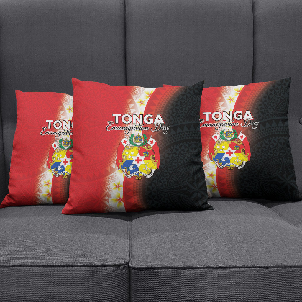Tonga Emancipation Day Pillow Cover Tongan Ngatu Pattern With Plumeria LT05 - Polynesian Pride