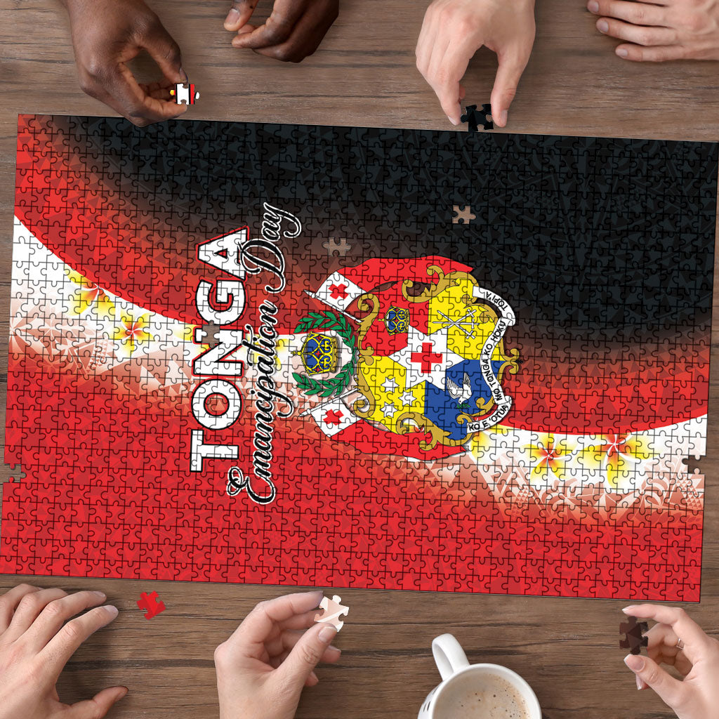 Tonga Emancipation Day Puzzle Tongan Ngatu Pattern With Plumeria