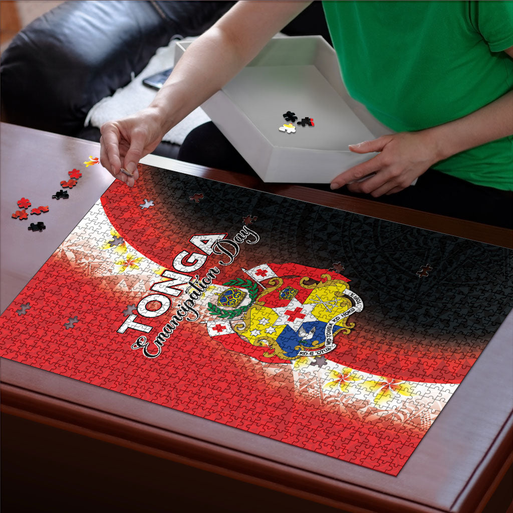Tonga Emancipation Day Puzzle Tongan Ngatu Pattern With Plumeria
