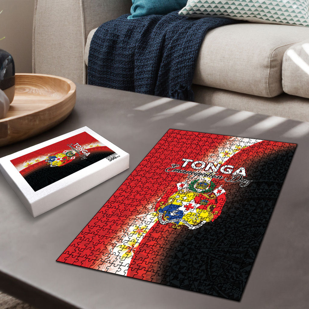 Tonga Emancipation Day Puzzle Tongan Ngatu Pattern With Plumeria