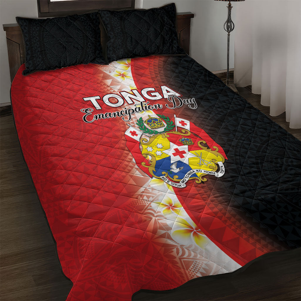 Tonga Emancipation Day Quilt Bed Set Tongan Ngatu Pattern With Plumeria
