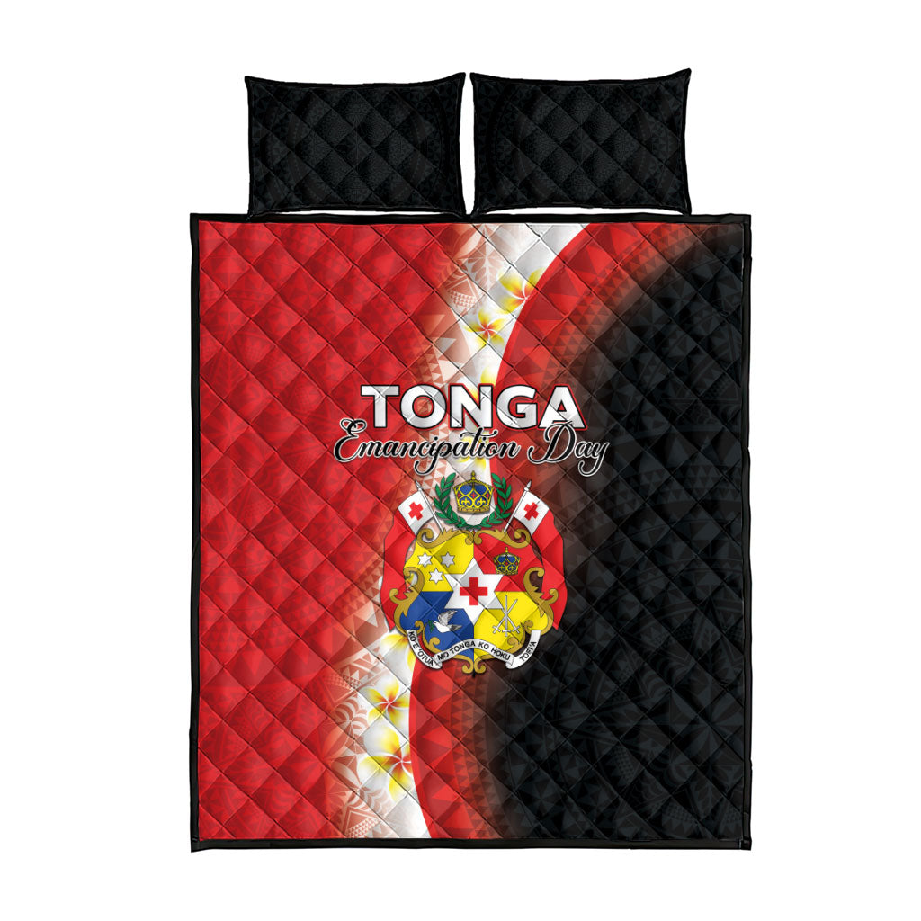 Tonga Emancipation Day Quilt Bed Set Tongan Ngatu Pattern With Plumeria LT05 - Polynesian Pride