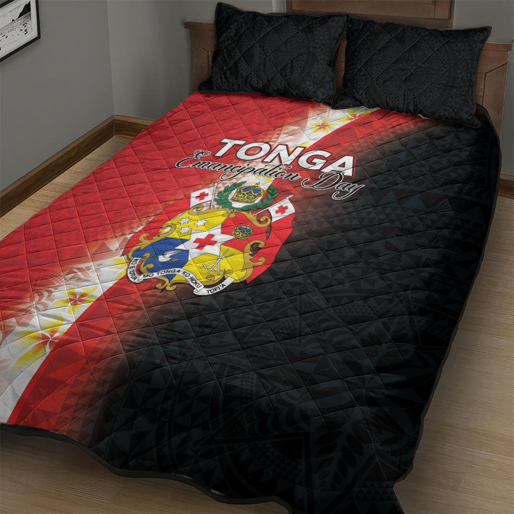 Tonga Emancipation Day Quilt Bed Set Tongan Ngatu Pattern With Plumeria LT05 - Polynesian Pride