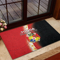 Tonga Emancipation Day Rubber Doormat Tongan Ngatu Pattern With Plumeria LT05 - Polynesian Pride
