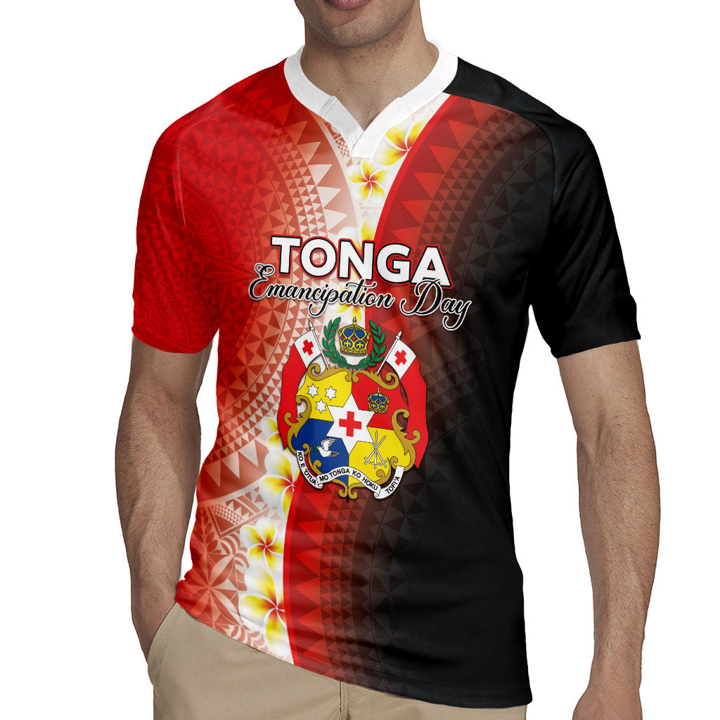 Personalised Tonga Emancipation Day Rugby Jersey Tongan Ngatu Pattern With Plumeria LT05 - Polynesian Pride