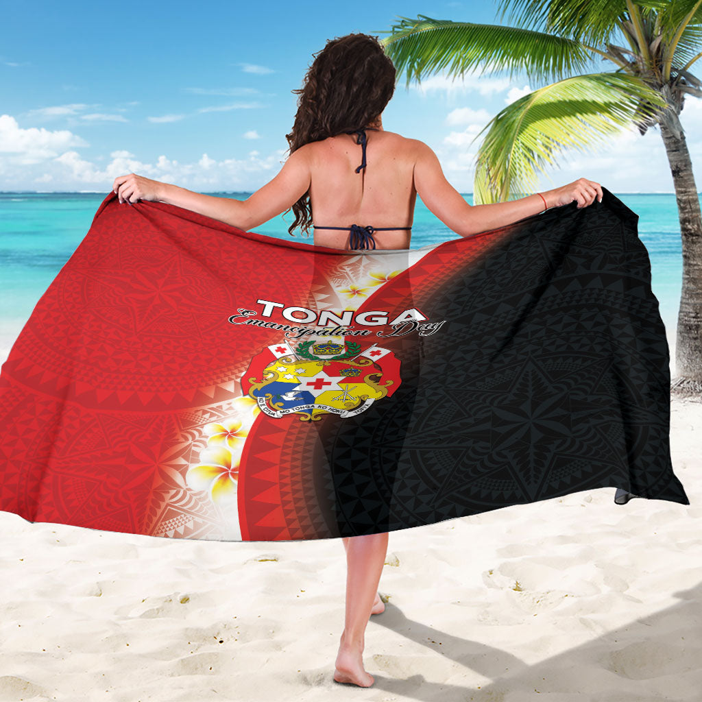 Tonga Emancipation Day Sarong Tongan Ngatu Pattern With Plumeria LT05 - Polynesian Pride