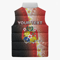 Personalised Tonga Emancipation Day Sleeveless Puffer Jacket Tongan Ngatu Pattern With Plumeria LT05 - Polynesian Pride