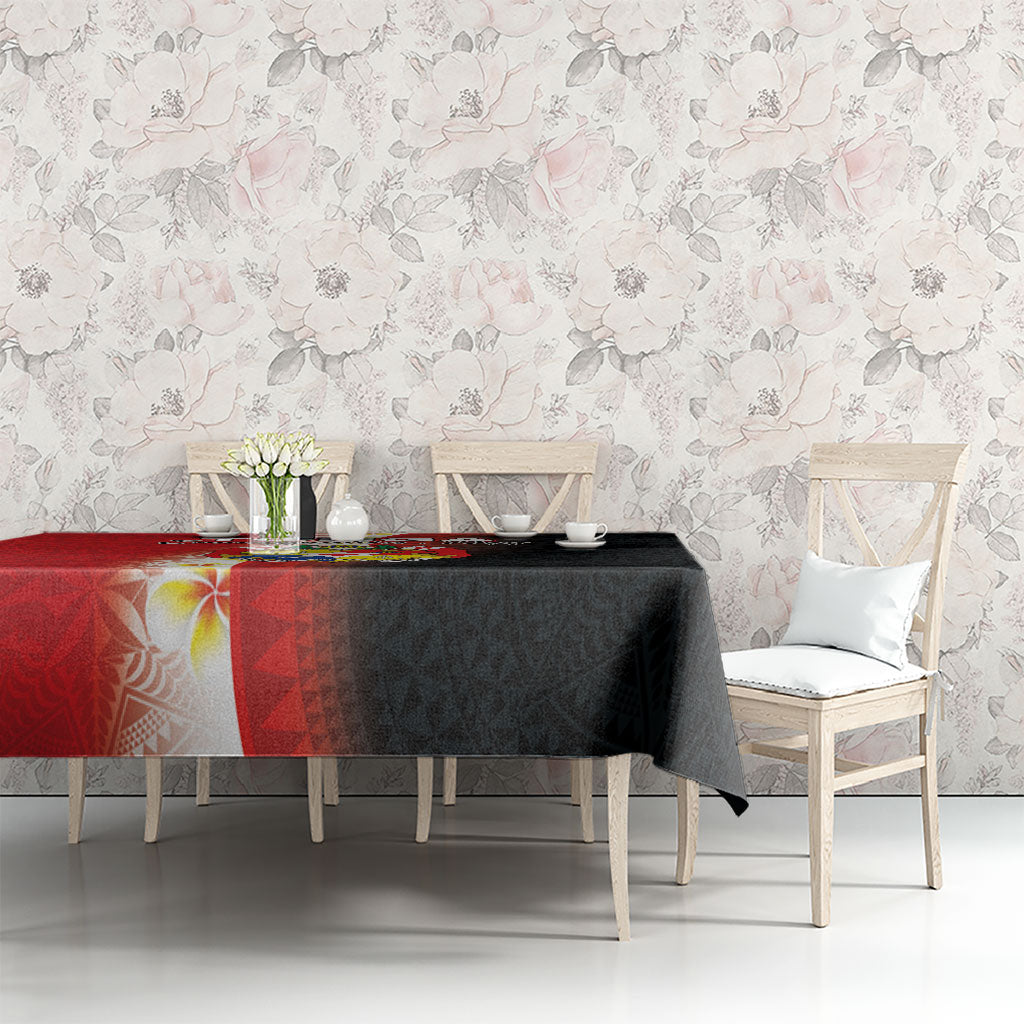Tonga Emancipation Day Tablecloth Tongan Ngatu Pattern With Plumeria LT05 - Polynesian Pride