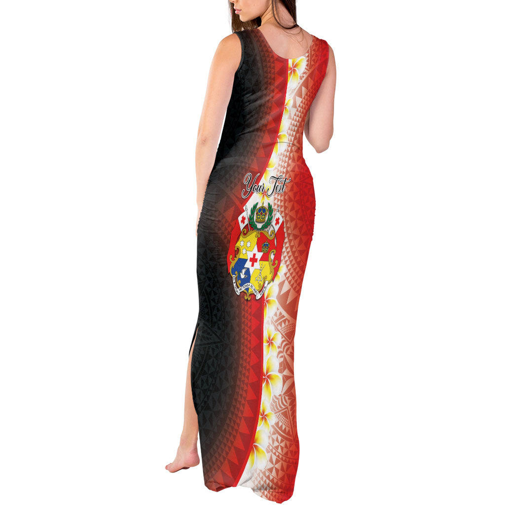 Personalised Tonga Emancipation Day Tank Maxi Dress Tongan Ngatu Pattern With Plumeria LT05 - Polynesian Pride