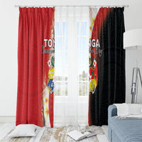 Tonga Emancipation Day Window Curtain Tongan Ngatu Pattern With Plumeria LT05 - Polynesian Pride