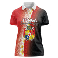 Personalised Tonga Emancipation Day Women Polo Shirt Tongan Ngatu Pattern With Plumeria LT05 Female Red - Polynesian Pride