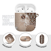 Tonga Ngatu Motifs AirPods Case With Coat Of Arms Beige LT05 - Polynesian Pride