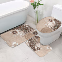 Tonga Ngatu Motifs Bathroom Set With Coat Of Arms Beige LT05 - Polynesian Pride
