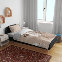 Tonga Ngatu Motifs Bedding Set With Coat Of Arms Beige LT05 - Polynesian Pride