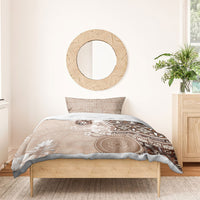 Tonga Ngatu Motifs Bedding Set With Coat Of Arms Beige LT05 - Polynesian Pride
