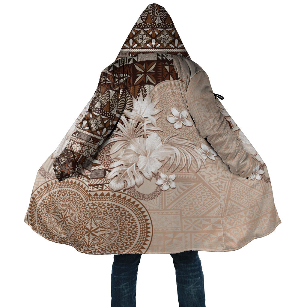 Tonga Ngatu Motifs Cloak With Coat Of Arms Beige