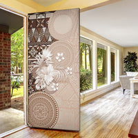 Tonga Ngatu Motifs Door Cover With Coat Of Arms Beige LT05 - Polynesian Pride