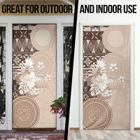 Tonga Ngatu Motifs Door Cover With Coat Of Arms Beige LT05 - Polynesian Pride