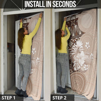 Tonga Ngatu Motifs Door Cover With Coat Of Arms Beige LT05 - Polynesian Pride