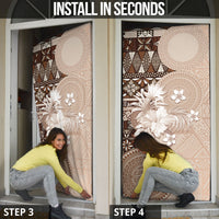 Tonga Ngatu Motifs Door Cover With Coat Of Arms Beige LT05 - Polynesian Pride