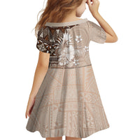 Tonga Ngatu Motifs Family Matching Tank Maxi Dress and Hawaiian Shirt With Coat Of Arms Beige