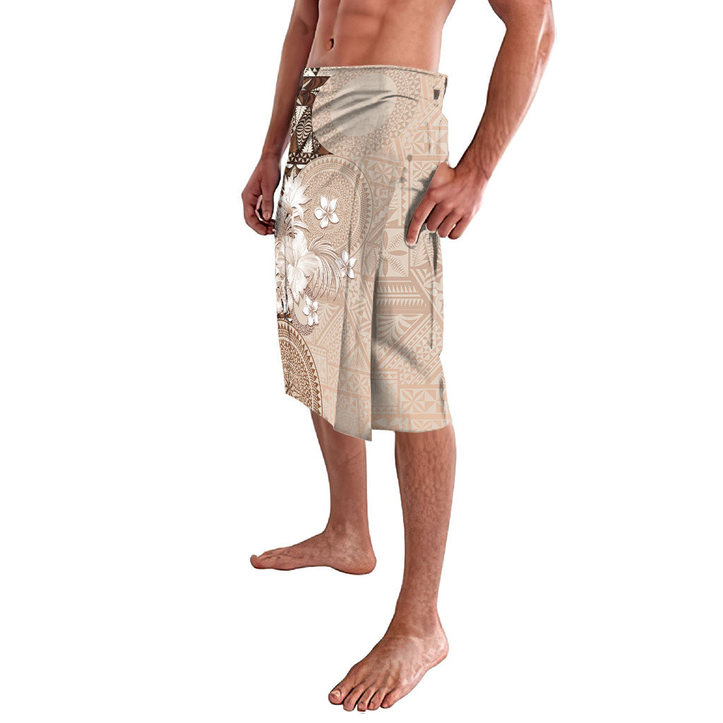 Tonga Ngatu Motifs Lavalava With Coat Of Arms Beige LT05 - Polynesian Pride
