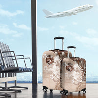 Tonga Ngatu Motifs Luggage Cover With Coat Of Arms Beige LT05 - Polynesian Pride