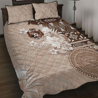 Tonga Ngatu Motifs Quilt Bed Set With Coat Of Arms Beige LT05 Beige - Polynesian Pride