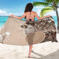 Tonga Ngatu Motifs Sarong With Coat Of Arms Beige LT05 - Polynesian Pride
